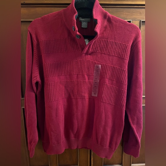 XXL Classy Holiday Cranberry Red Sweater with Fleece Collar Tricots St Raphael - Picture 2 of 7